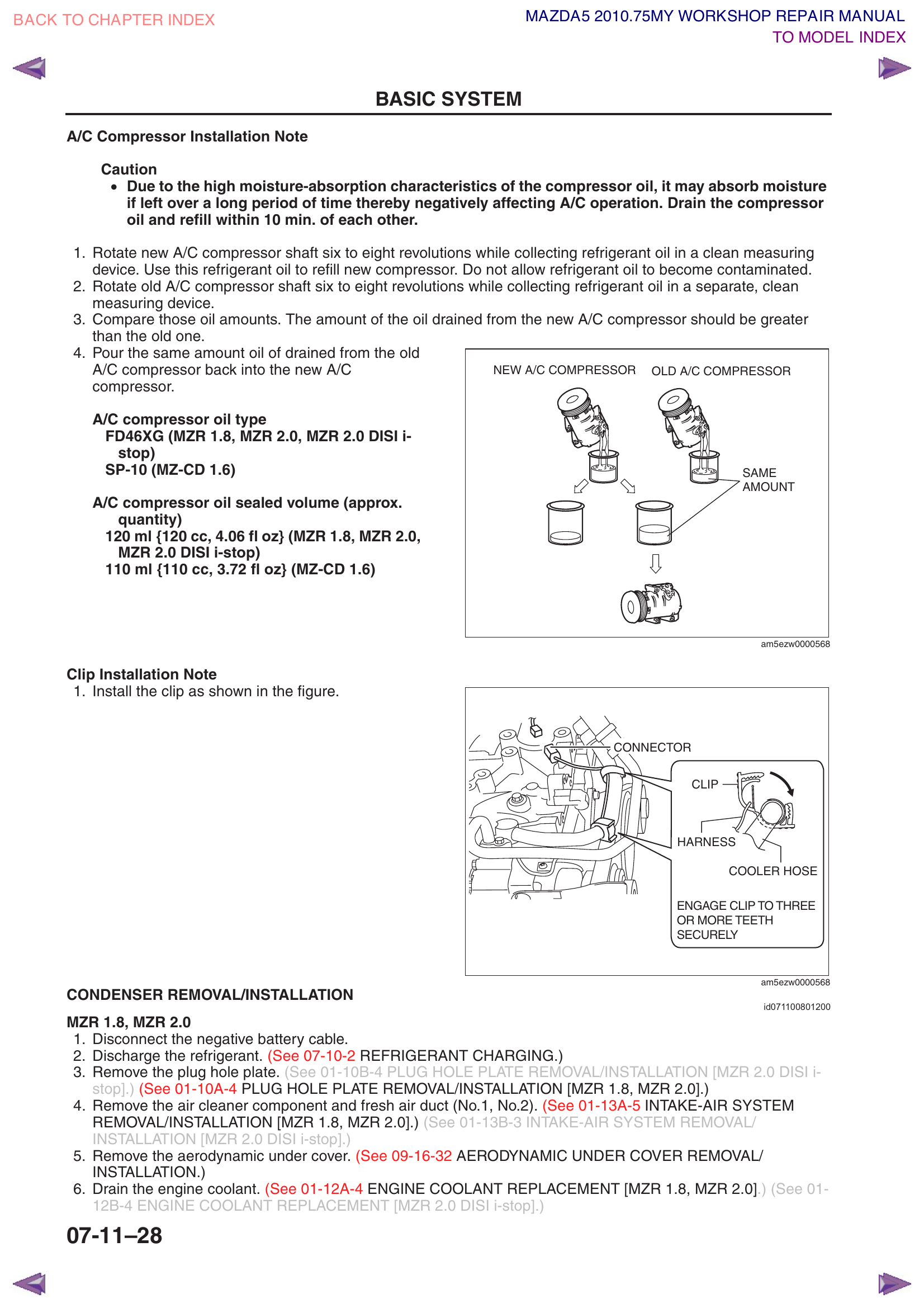 Compressor oil procedure