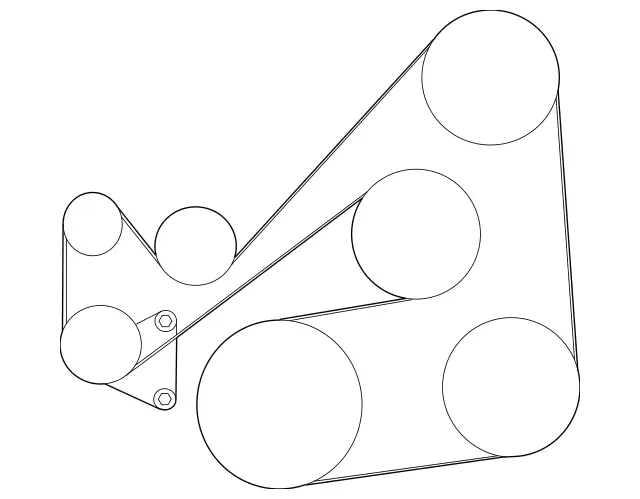 2012-2015 Mazda5 2.5L serpentine belt routing diagram