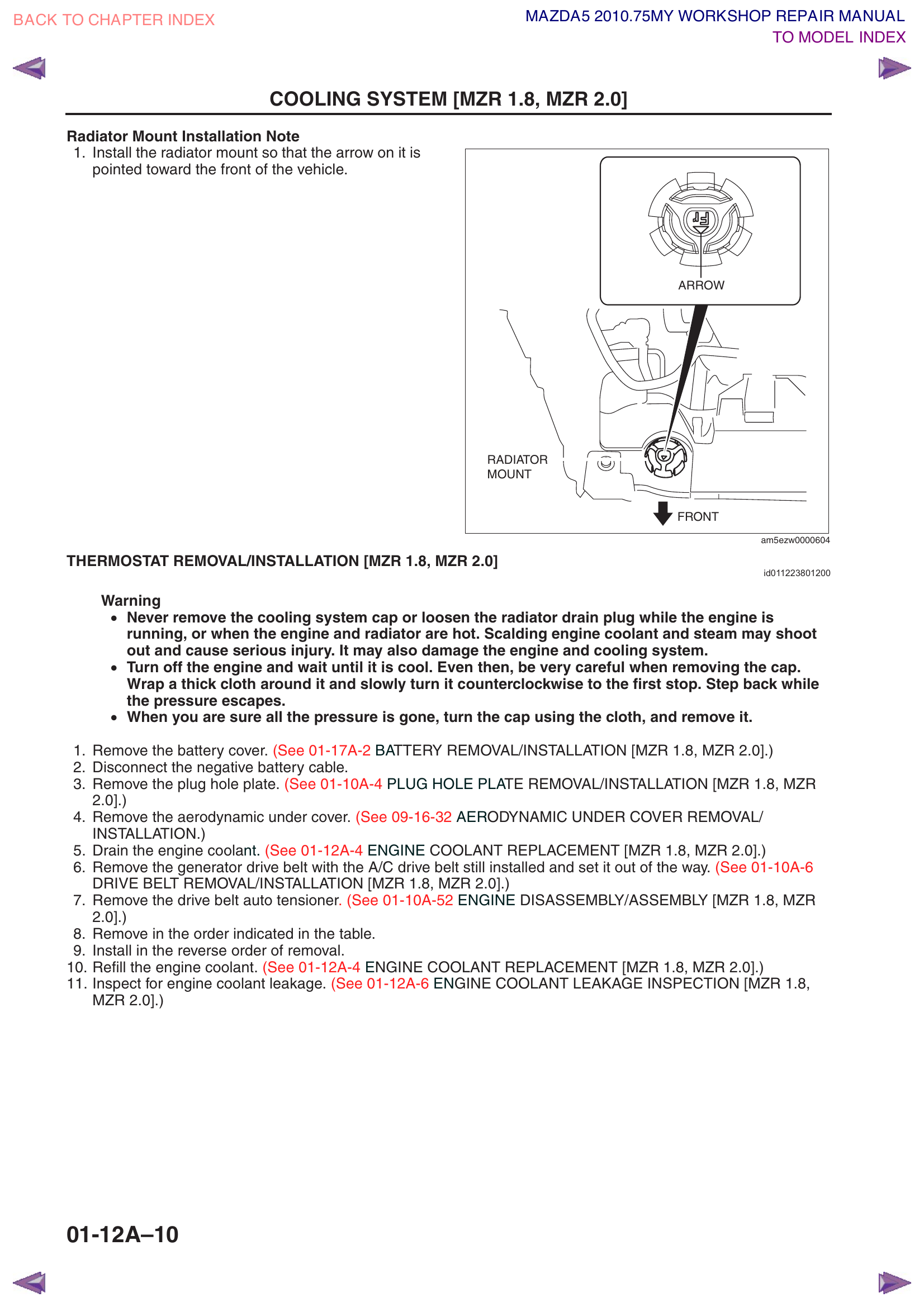 Radiator mount installation - arrow must point toward front